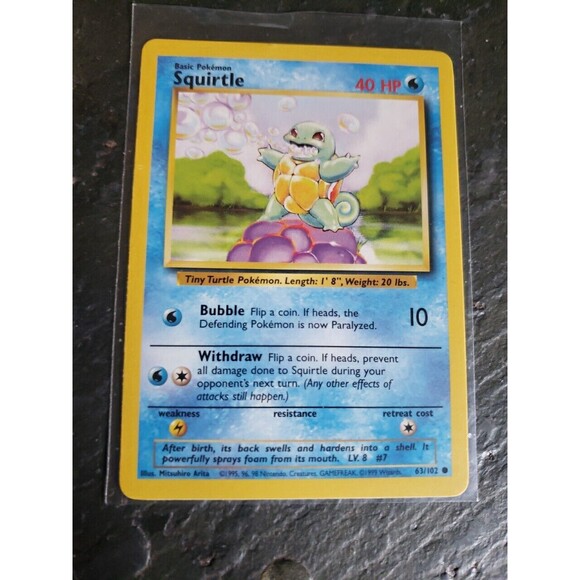 POKEMON Squirtle 63/102 Base Set Common Non-Holo 1999 Trading Card - Picture 4 of 4